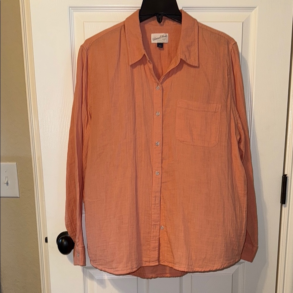 Coral/Orange Button-Up Shirt